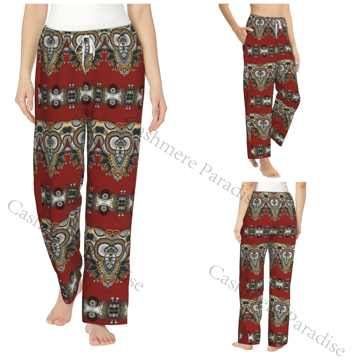 A Colorful Pattern Flower Flannel Pajama Pants for Women Soft Warm Sleep Pants with Elastic Waistband