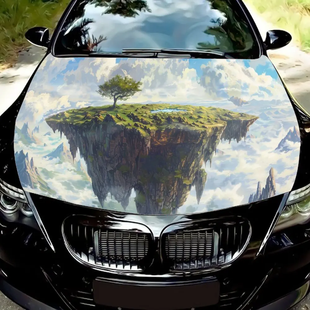 

Floating Island in The Sky Print Car Hood Wrap Color Vinyl Sticker Truck Graphic Bonnet Auto Accessories Decoration Decal Gift