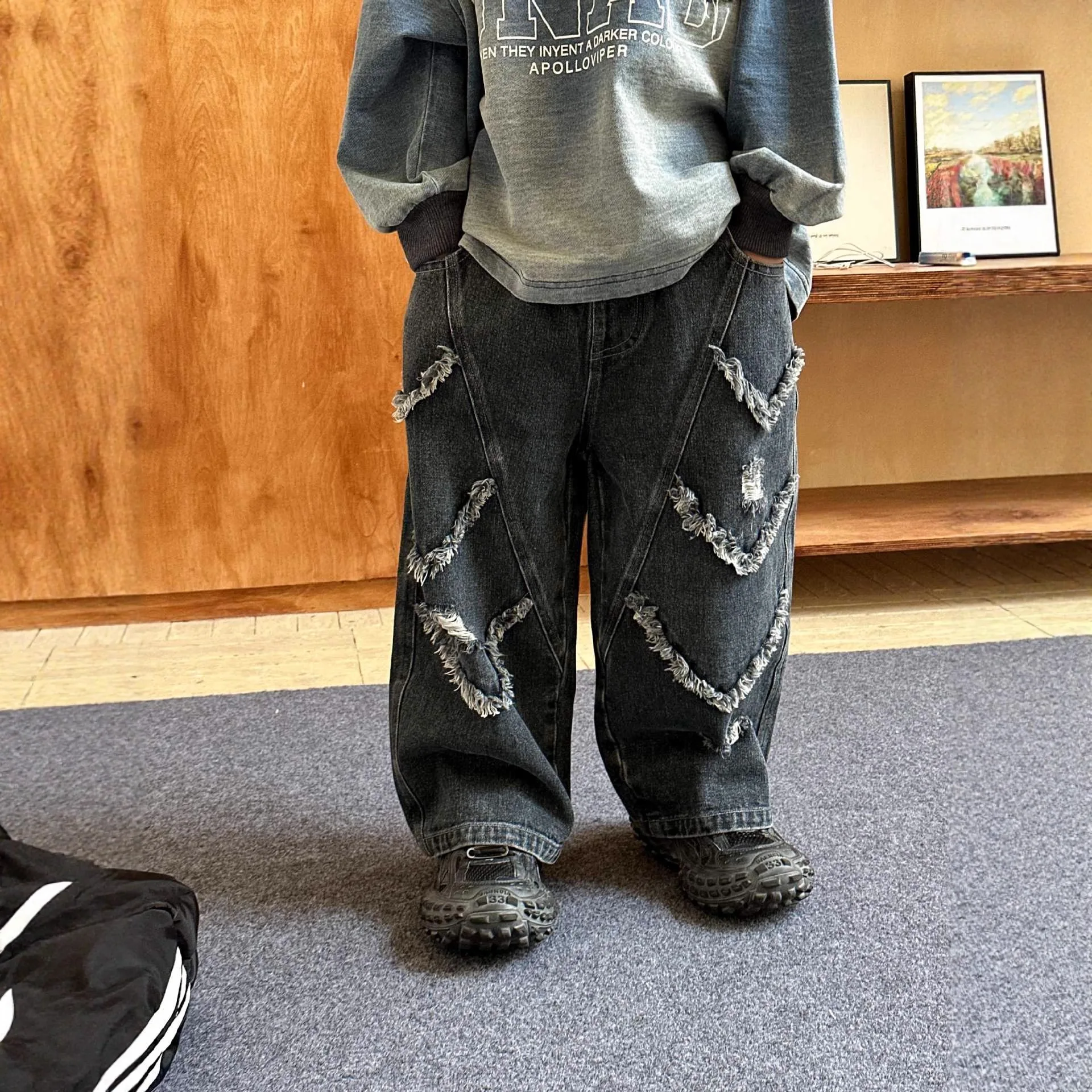 

2025 Children's Trousers Autumn Children's Trousers Thin Autumn Jeans Loose and Versatile Trousers for Men and Women