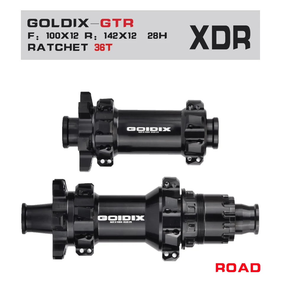 GOLDIX GDR310 Hub Road Bike 28H Six nails Disc Brake Ratchet 36T 60T Front 100x12 Rear 142x12mm Ultra Light Ratchet Road Hub