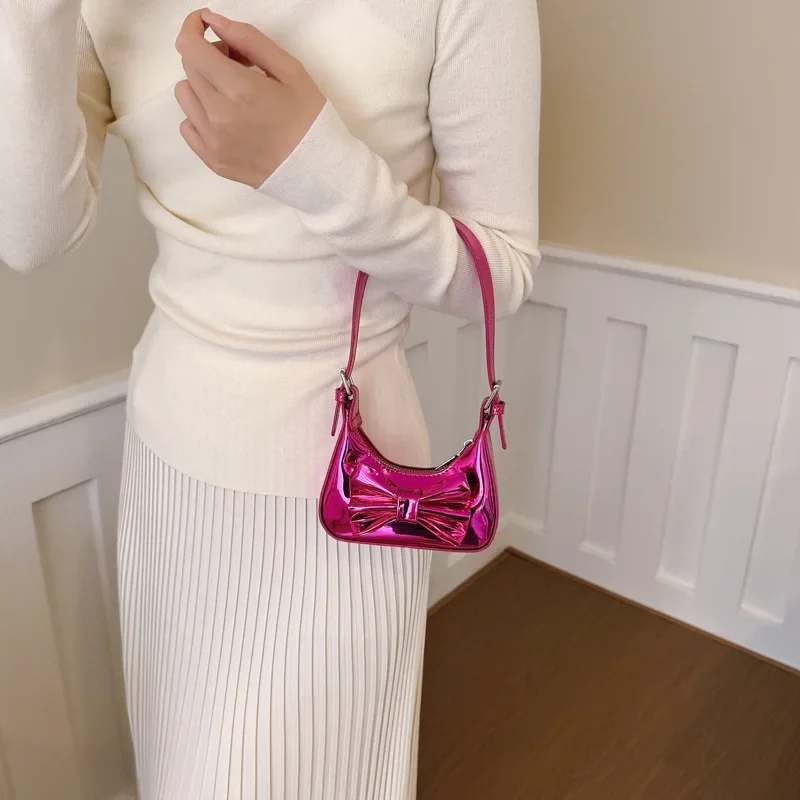 

Sweet Bow Shaped Crossbody Bag Mini Dumpling Style Hand-held Shoulder Small Fragrant Bag for Women