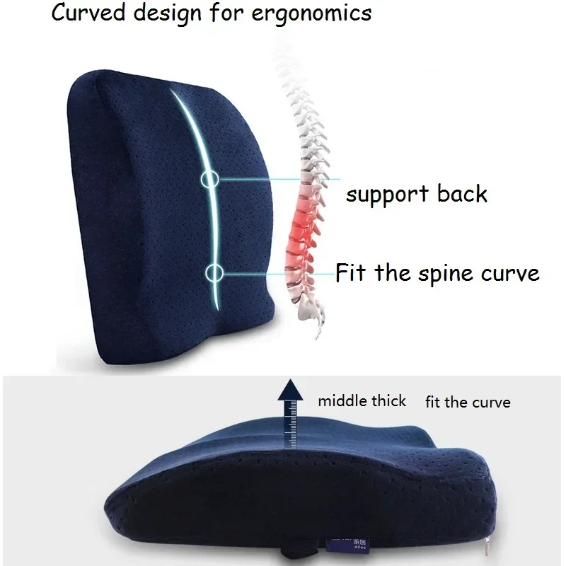 Lumbar Pillow Chair Back Cushion for Office Chair with Straps Back Cushion Premium Entire Back Car Ergonomic Seat Cushion