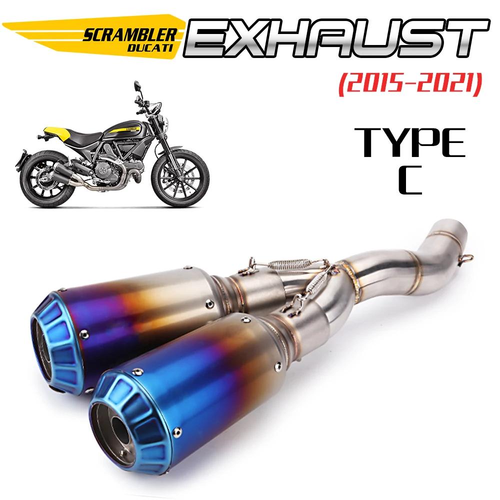 Para Escape de motocicleta Ducati Scrambler 800 821 Monster 797 Moto tubo medio modificado Slip on 51MM mufla