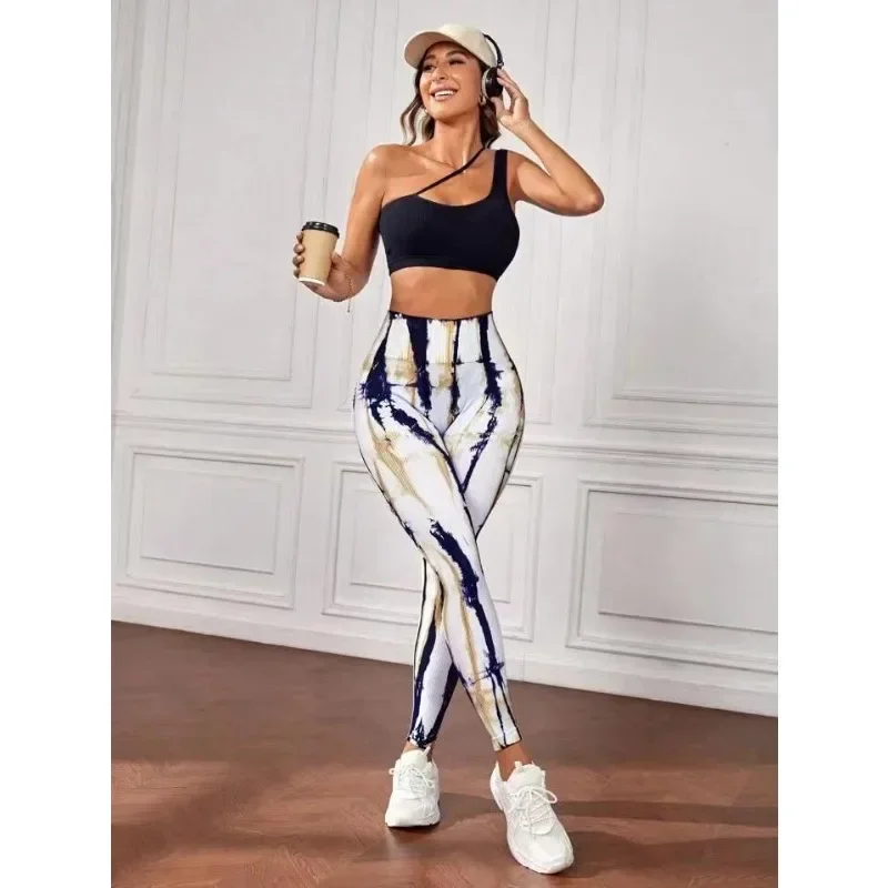 Leggings Lightning tinti in cravatta senza cuciture Leggings da Yoga Sexy donna vita alta Butt Lift Slim Fashion collant palestra pantaloni da corsa