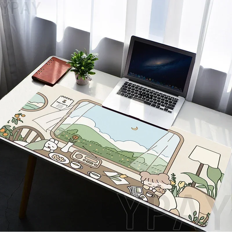 Tappetini per mouse carini con bordo di bloccaggio Tappetino per mouse grande in gomma naturale Tappetini per mouse XXL Tappetino per mouse per giocatori Tappetini per tastiera 100x50 cm