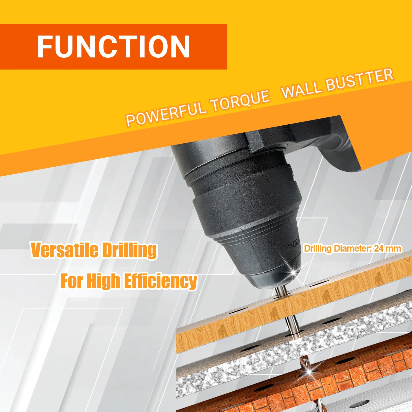 مثقاب كهربائي احترافي عالي الطاقة 20 فولت من الدرجة الصناعية مطرقة بدون فرش بطارية ليثيوم أيون محمولة لاسلكية