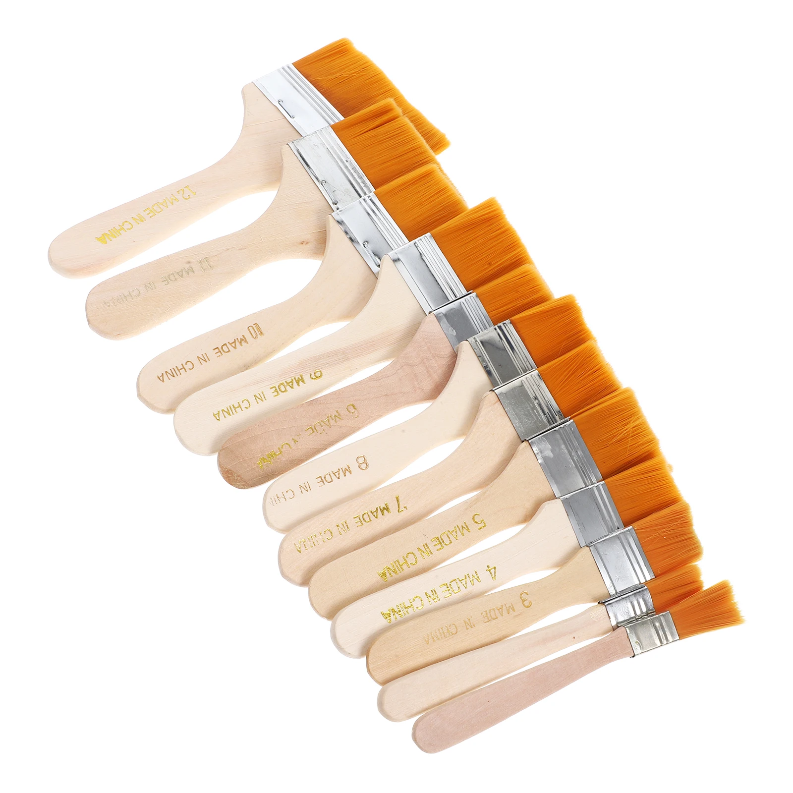 

12pcs Brushes Set Oil Painting Brush Wood Handle Nylon Hair Oil Acrylic Graffiti Brush Flat Wall Scrubbing Storage
