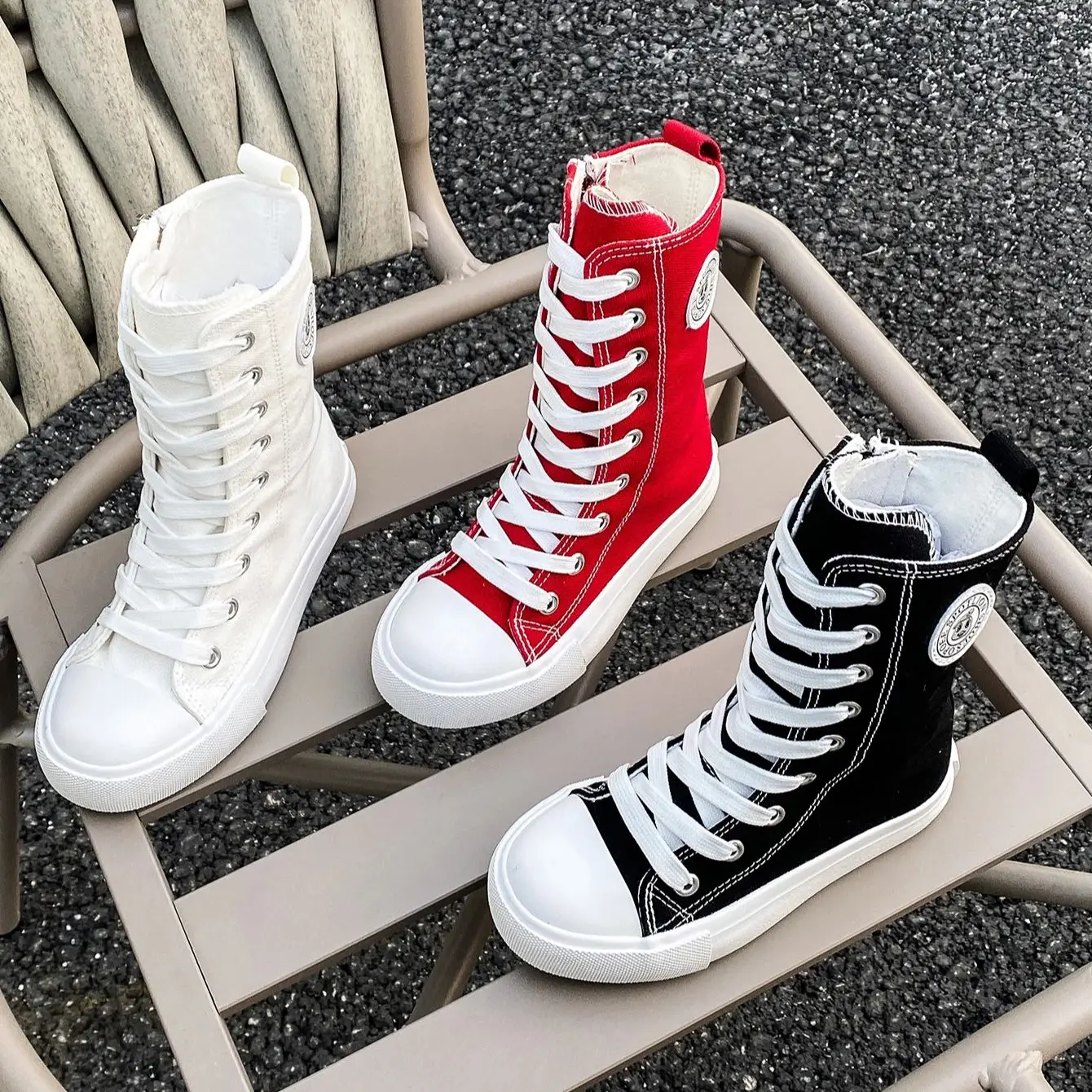 OPOEE 5056 HighTop Trend w modzie dziecięce tenisówki chłopięce i dziewczęce buty wszechstronne wysokie buty beczkowe buty materiałowe dziecięce