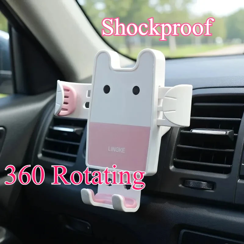Rosa Anime Auto-Handyhalterung Lüftungsschlitz-Halterung Schwerkraft-Metallständer 360° Drehbar Stoßfest Universeller Griff für iPhone Android