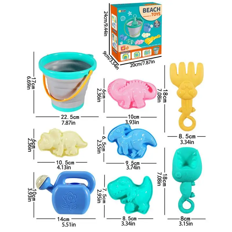 Foldable Bucket Beach Toys Children's Summer Play Sand Toys Set Bright Colors Play Sand Toy for Lake Beach Garden Swimming Pool