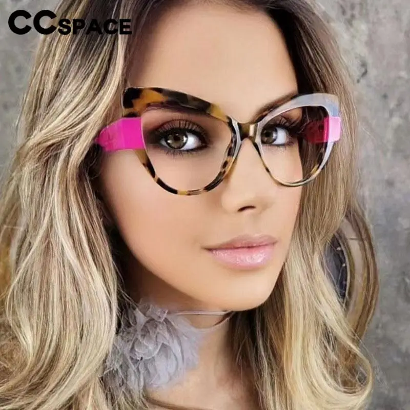 R57576 Color-Blocked Blue Light Blocking Glasses Frame Stylish Cat Eye Optical Presbyopia Eyeglasses Customizable Prescription