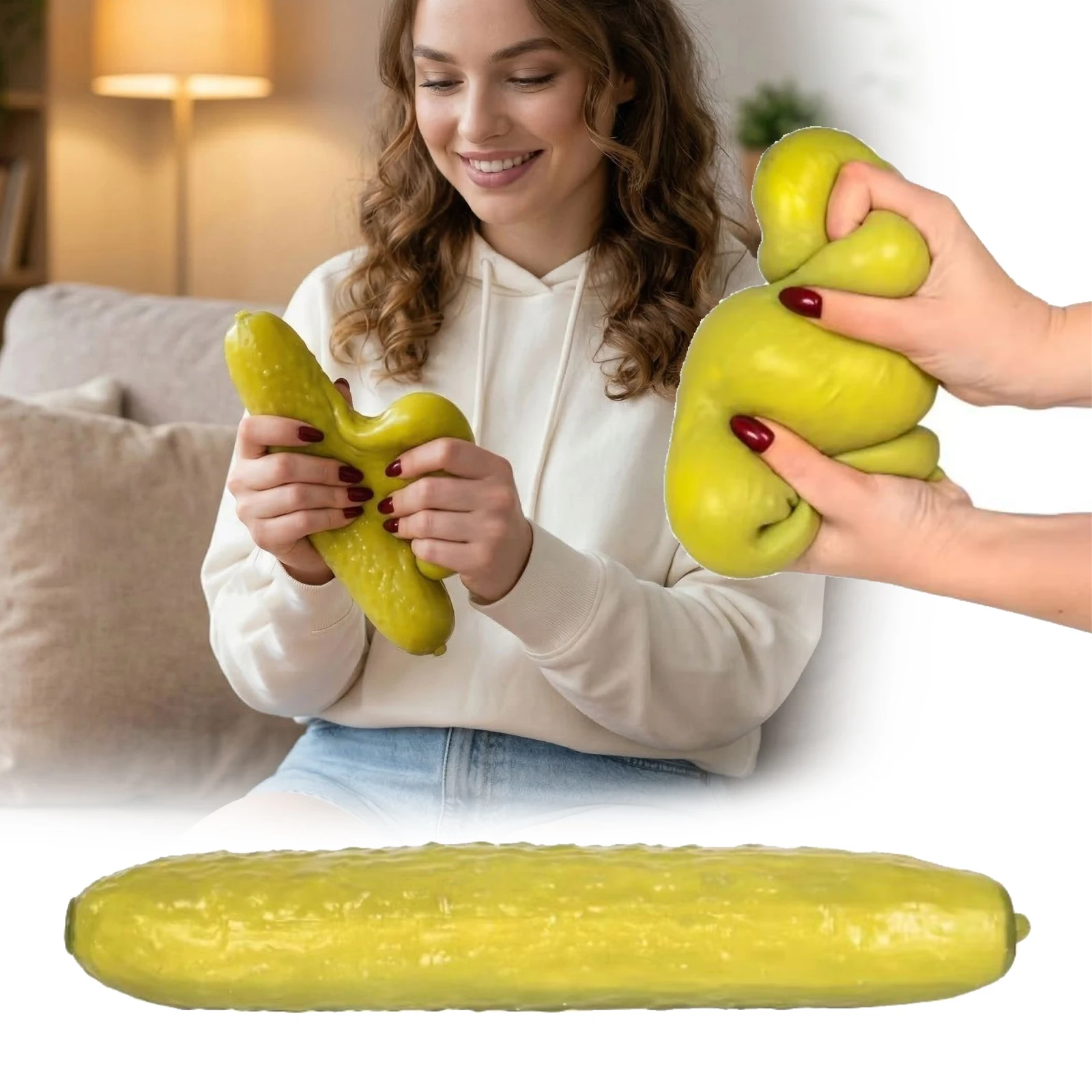 

Vegetable Squeeze Toy Set with Elastic Cucumber Sensory Toy Stress Relief Sandbag for Kids Decompression Calming Focus