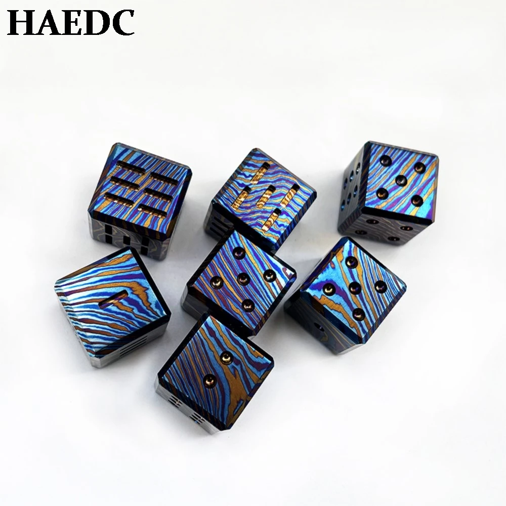 Imagem -04 - Titanium Damascus Edc Dice Camping Equipamento Ornamento Presente 2cm