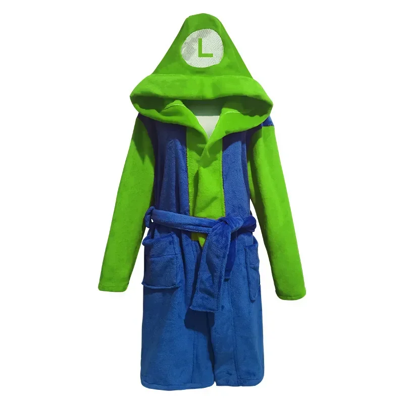 Game Super Bros Luigi Cosplay Costume Adult Kids Pajamas Bathrobe Home Wear Night Robe Halloween