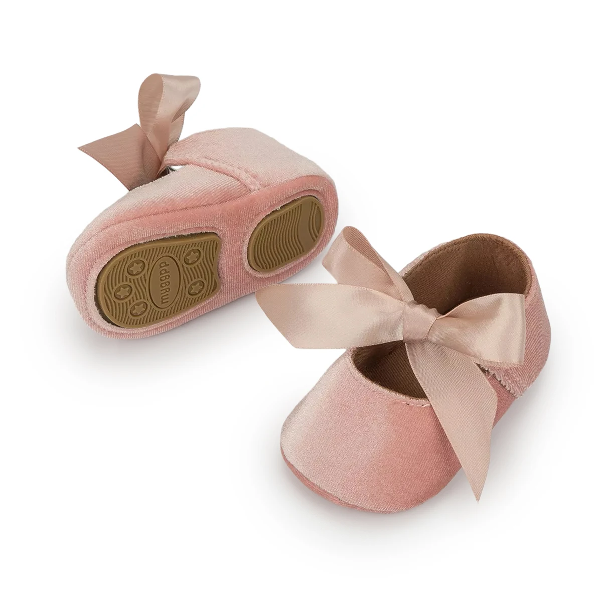 Newborn Baby Girls Shoes First Walker PU Princess Bowknot Ribbon Dress Shoes Anti-slip Rubber Sole Toddler Crib Shoe Moccasins