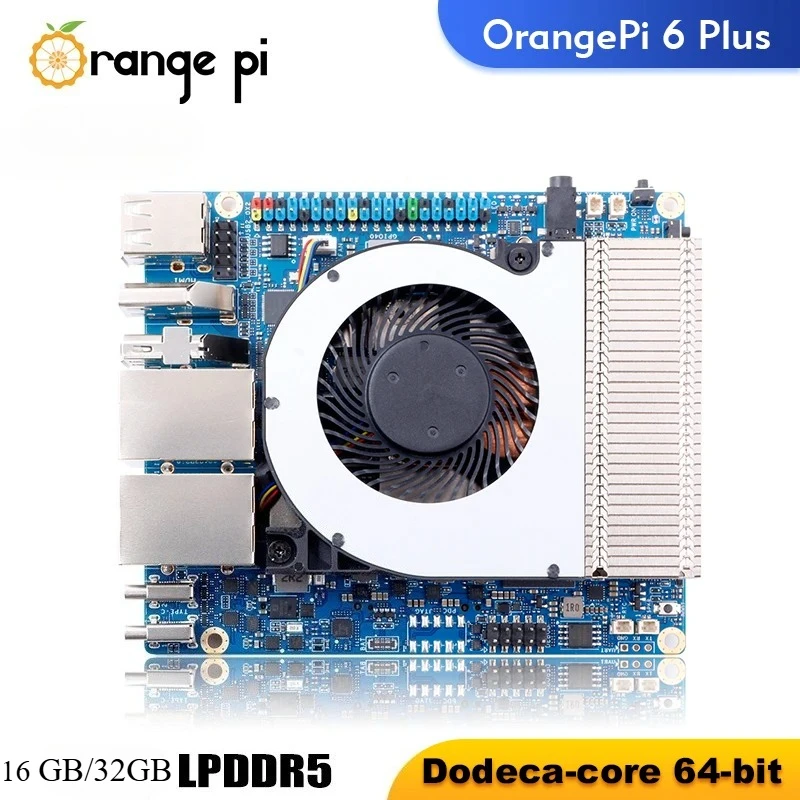 Orange Pi 6 Plus 16G/32G DDR5 Opi 6 Plus Board CIX CD8180/CD8160 SoC 2xM.2 KEY-M 45TOPS 5G Ethernet Heatsink/100W Power Optional