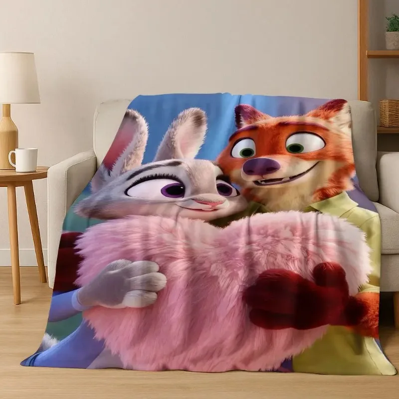 

Hot Disney Anime Zootopia 2 Cartoon Print Blanket Funny Warm Throw Blankets for Bed Sofa Autumn/Winter Blanket Gifts
