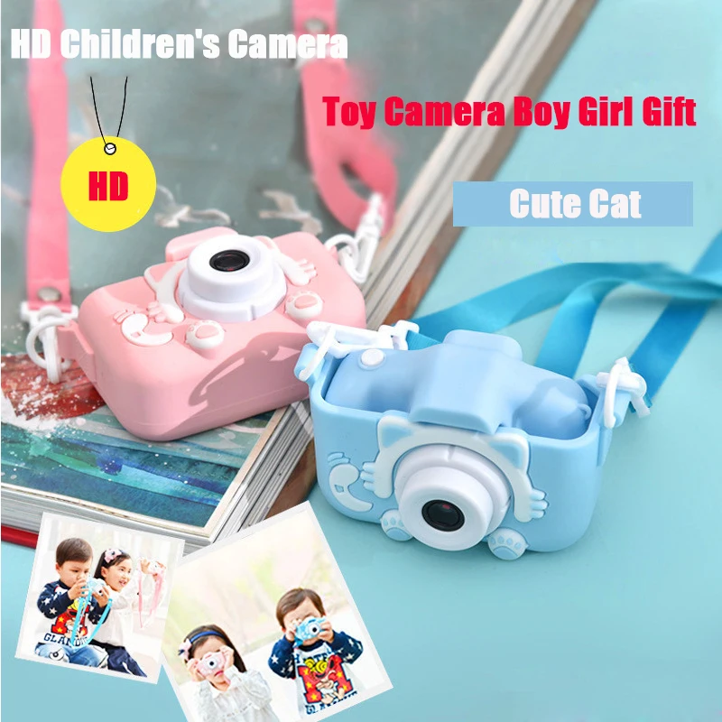 Mini Children Digital Cute Cat Camera With 32GB TF Card HD 1080P 2 Inch Educational Toys Photo IPS Screen Camera Birthday Gifts