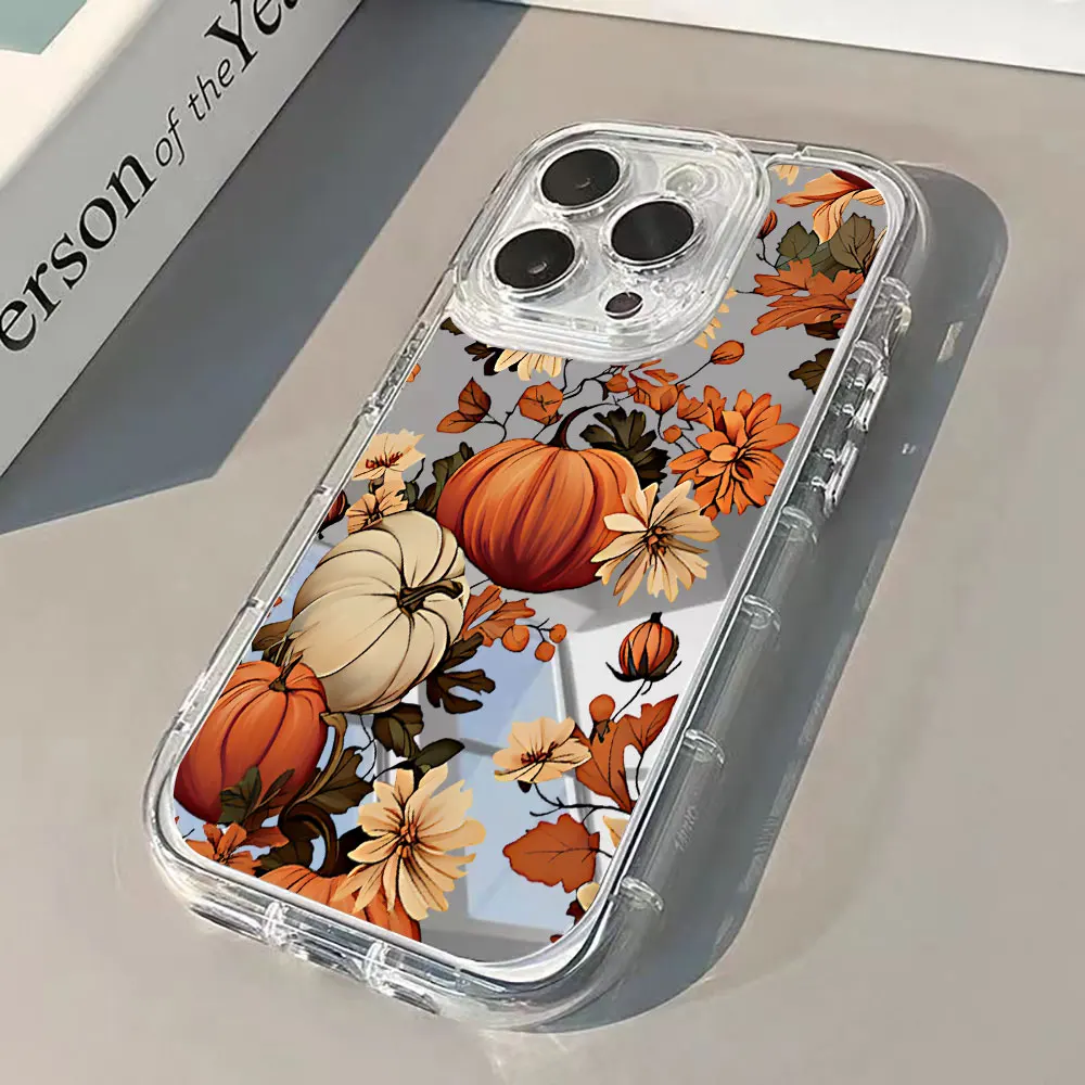 Warmes Kürbis-Blumen-Halloween-Spiegel-Handyhülle für iPhone 18 17 Pro 16 15 14 Plus 13 12 11 Pro Max 7 8 X XS XR 15 14 13 Cover