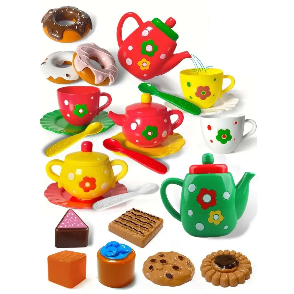 Cake Dessert Afternoon Tea Set Ketel Koekjes Fantasiespel Speelhuisje Keuken Speelgoed Plastic Theepot Theeservies voor meisjes
