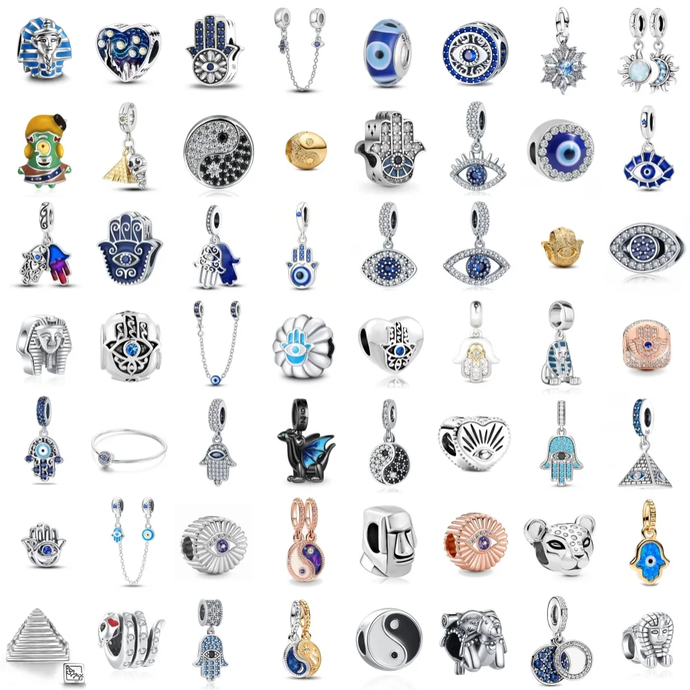 

Feature Ancient Egypt s925 Silver Eyes palms Pendant pyramid Charm Taiji Bagua Beads Fit Original Bracelet Women men DIY Jewelry