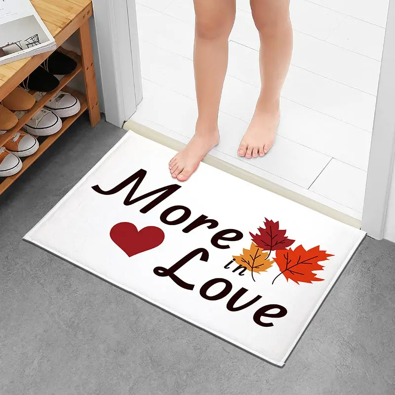 Red heart door mat -1 piece, washable anti slip outdoor entrance carpet, anti fouling welcome mat, suitable for Christmas and Va