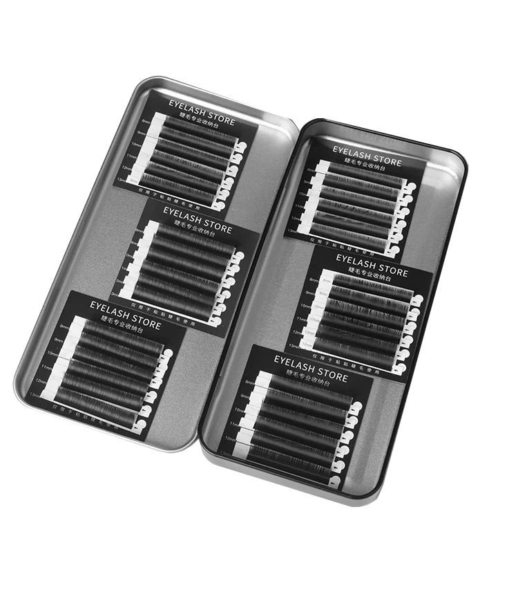 Black Dust-proof Magnetic Eyelash Storage Box Case Metal Lash Tray Holder Box Lash Display Box