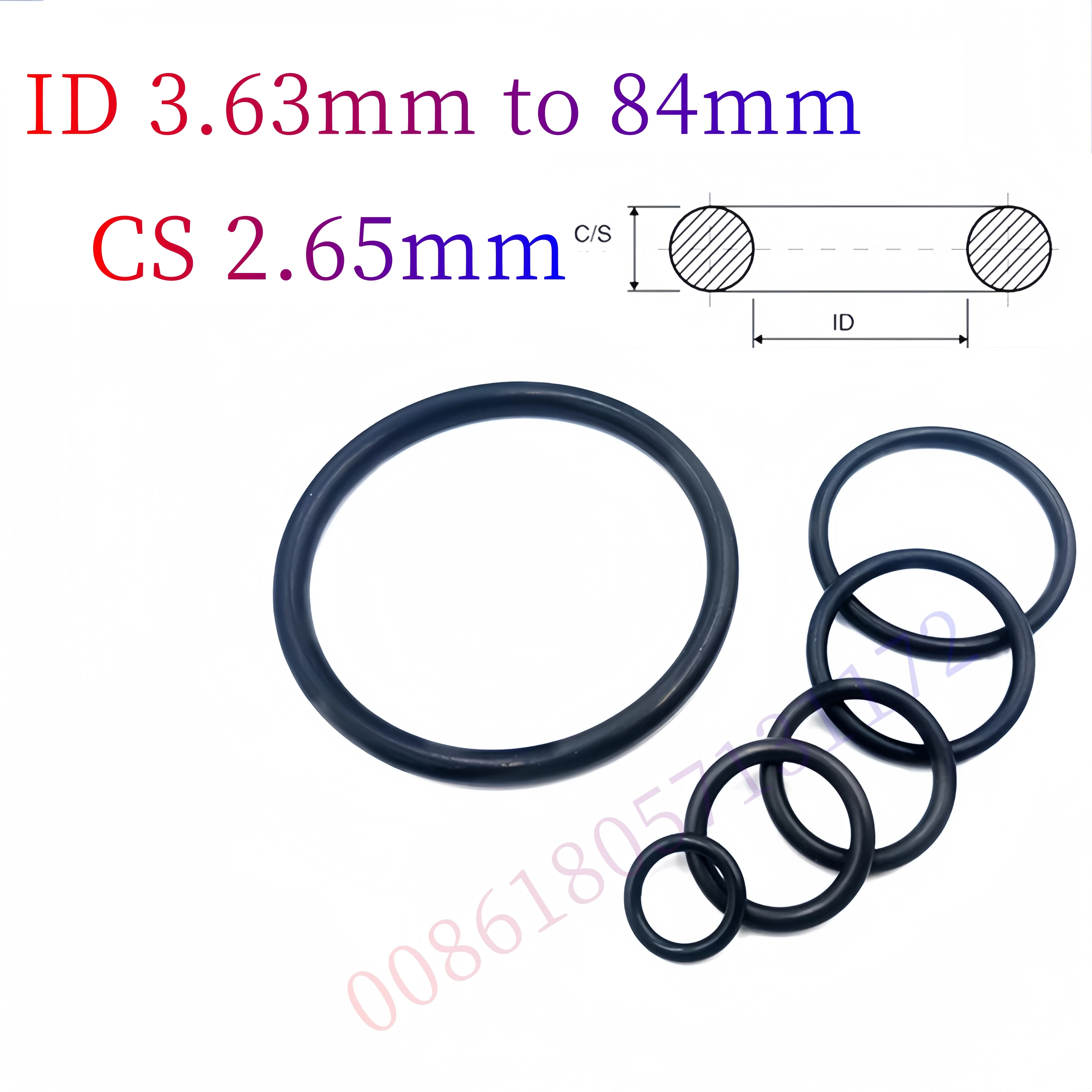 Custom EPDM 70 O-Rings, 2.65mm Cross-Section, Gasket Cushion, Weather, Ozone, UV, Chemical, Acid & Alkali Resistant, Black