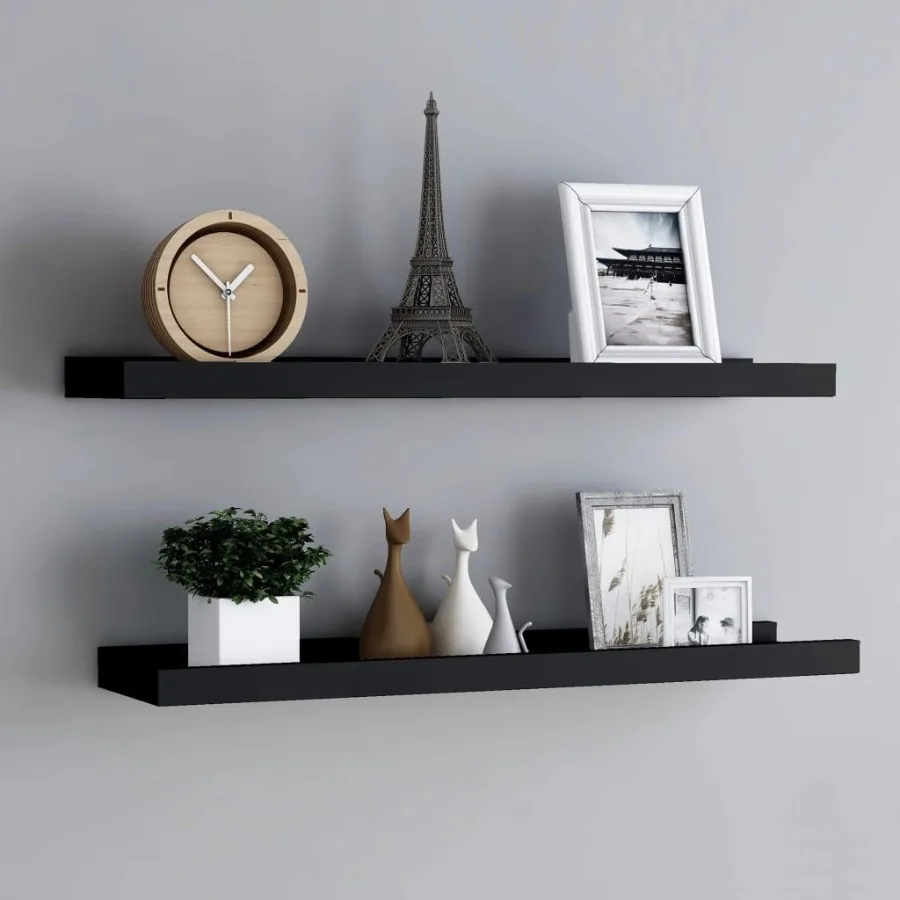 

Picture Frame Ledge Shelves 2 pcs Black 31.5x3.5x1.2 MDF