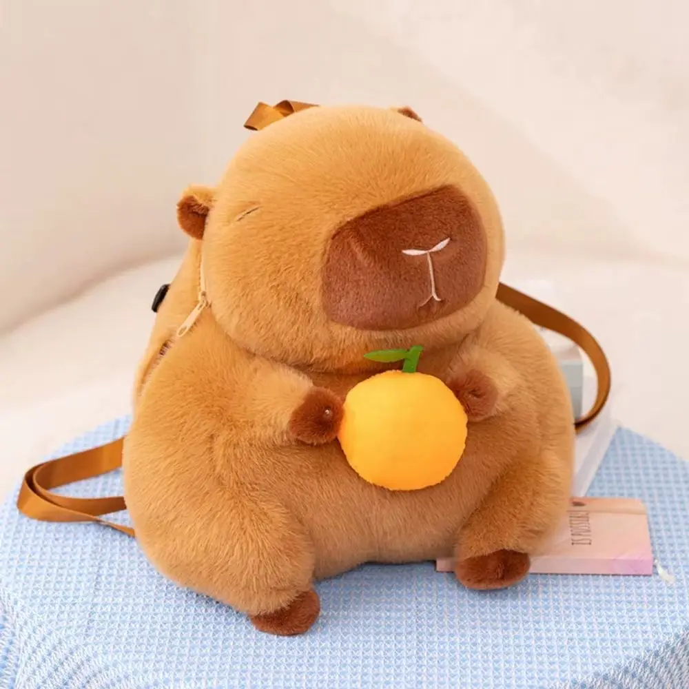 

Плюшевый рюкзак капибары с регулируемыми бретелями, полипропиленовый хлопок, корейский стиль, гетровая подушка капибары, пушистая большая вместимость