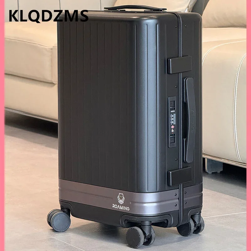 KLQDZMS Men's Luggage Travel Bag Aluminum Frame Boarding Case ABS+PC Trolley Case Women's 20“24”26 Inch with Wheel Suitcase