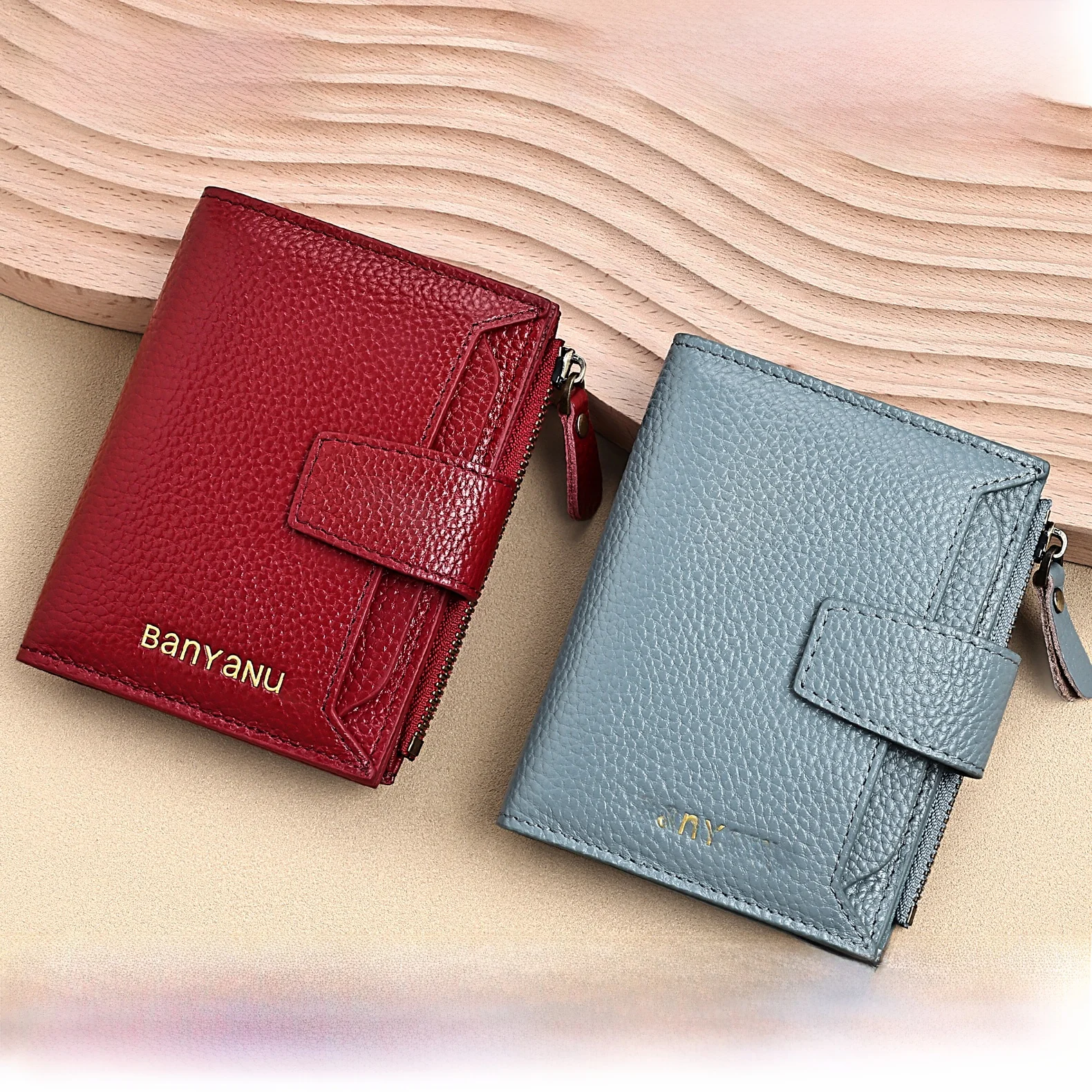 litchi-pattern-top-layer-cowhide-short-wallet-unisex-stylish-money-clip-card-holder-coin-pocket-vintage-style-youth-wallet