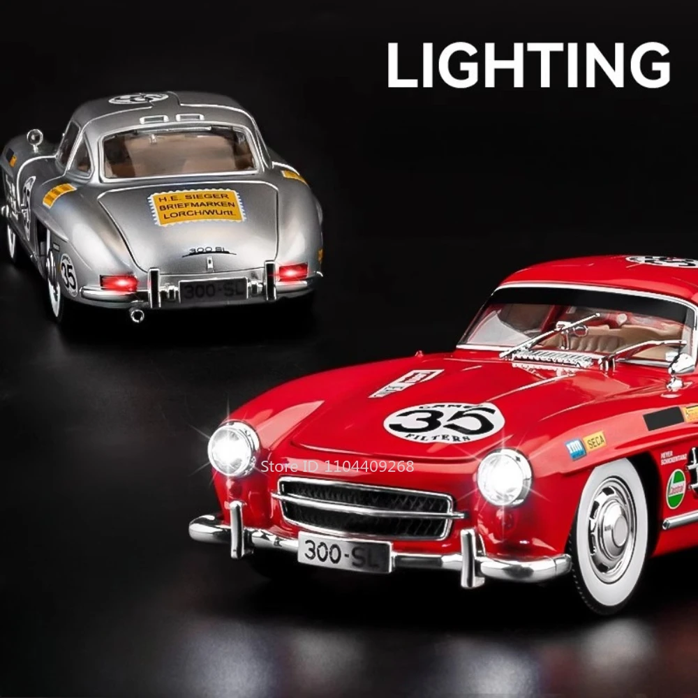 Scale 1:24 300SL GTR F1 Safety Car Model Toy Doors Opened Pull Back Sound Light Shock Absorption Vehicle Models Kids Best Toys