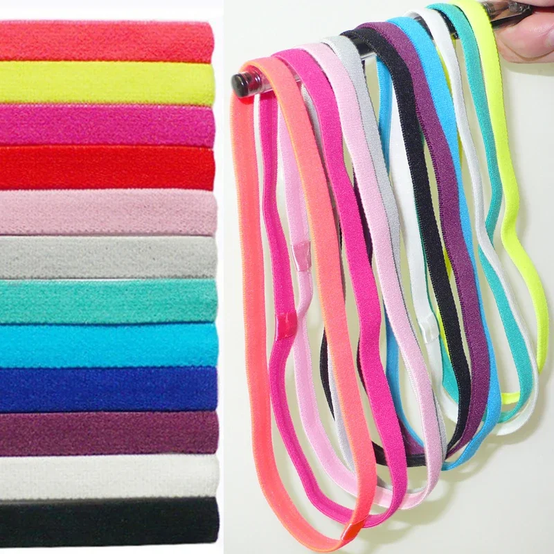 

1/5Pcs Sweatbands Football Yoga Pure Hair Bands Anti-slip Elastic Rubber Thin Sports Headband Hair Accessories Headwrap