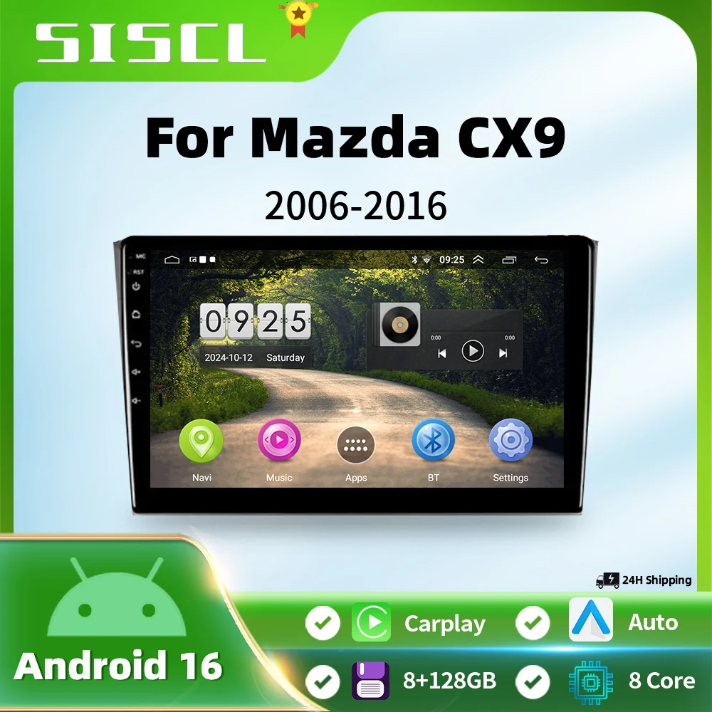 

Bluetooth Android 16 WiFi for Mazda CX9 CX-9 TB 2006 - 2010 2016 Car Radio Multimedia Player DSP Stereo GPS 4G Split Screen