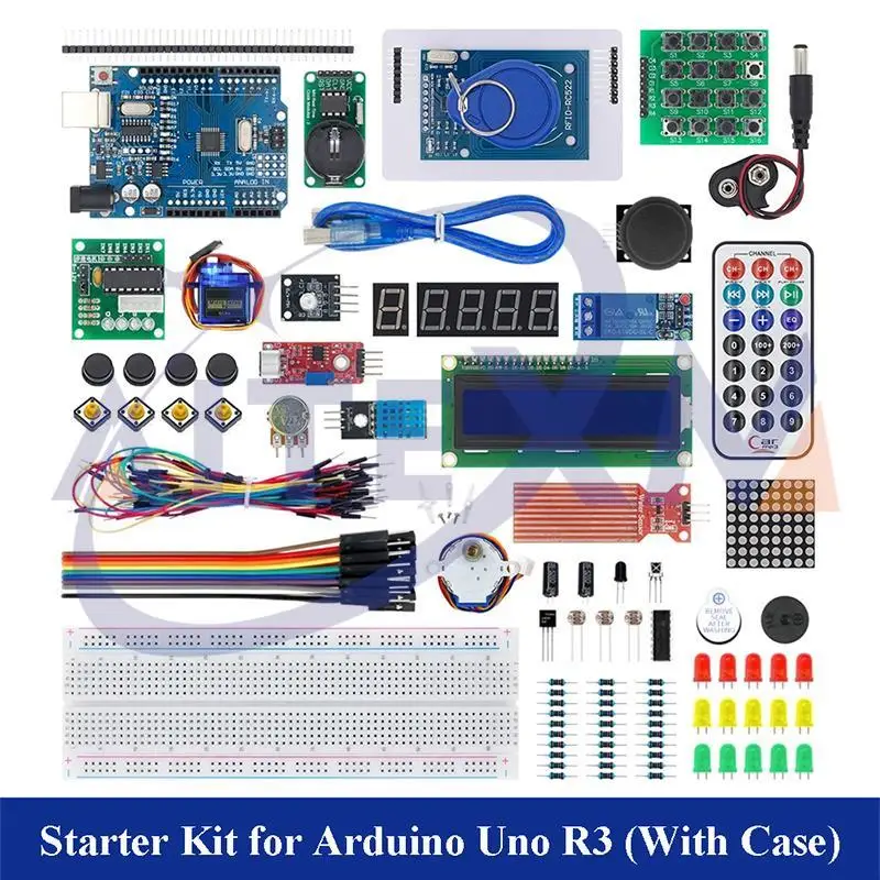 

1 Box Starter Kit For Arduino R3 UNO R3 Kit Electronic Components Set With Box 830 Tie-points Breadboard Electronic DIY Kit