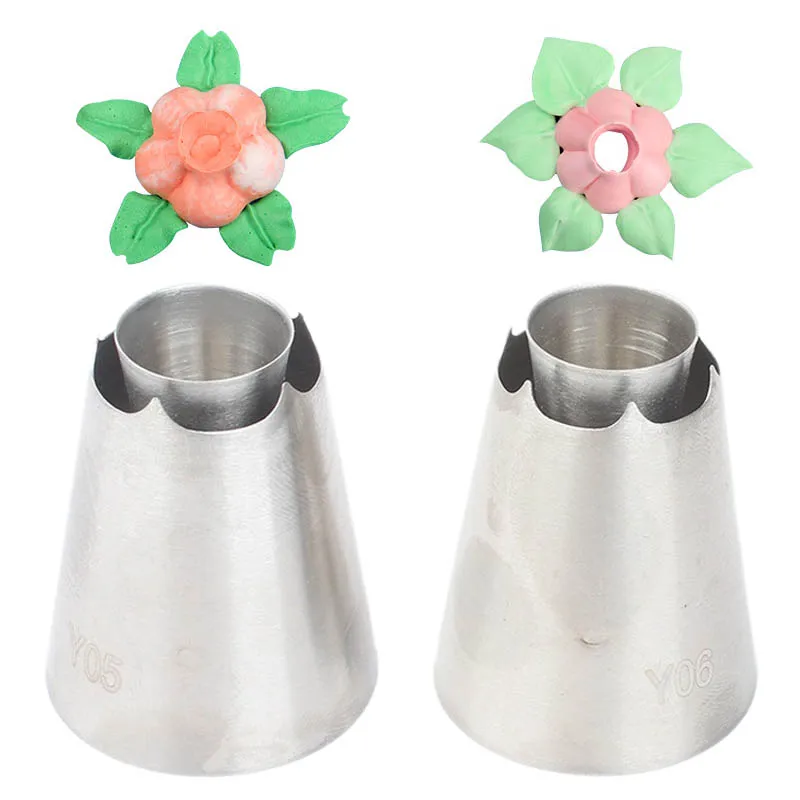 New Y05#Y06# Romia Hollow Cream Nozzles Stainless Steel Cake Flower Decoration Icing Piping Tips Cupcake Fondant Pastry Nozzles