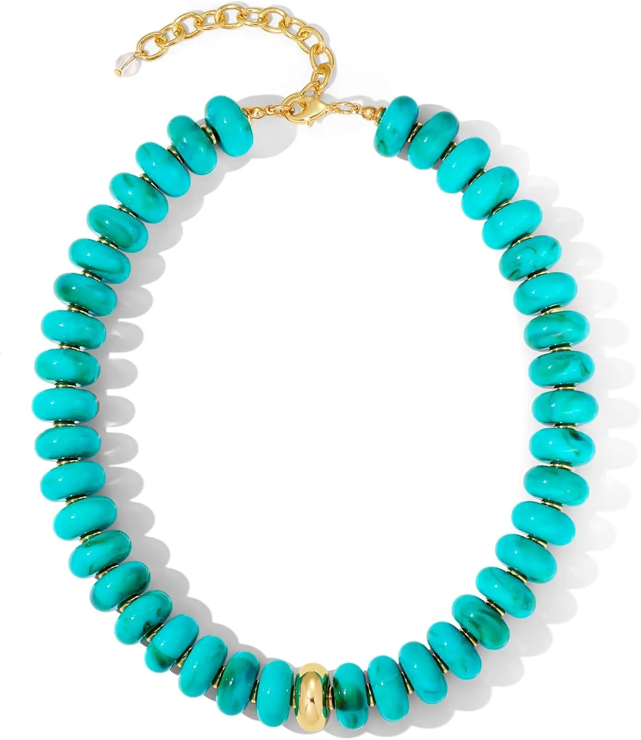 

Boho Chunky Beaded Choker with Gold Trim, Adjustable Summer Necklace in Multiple Colors