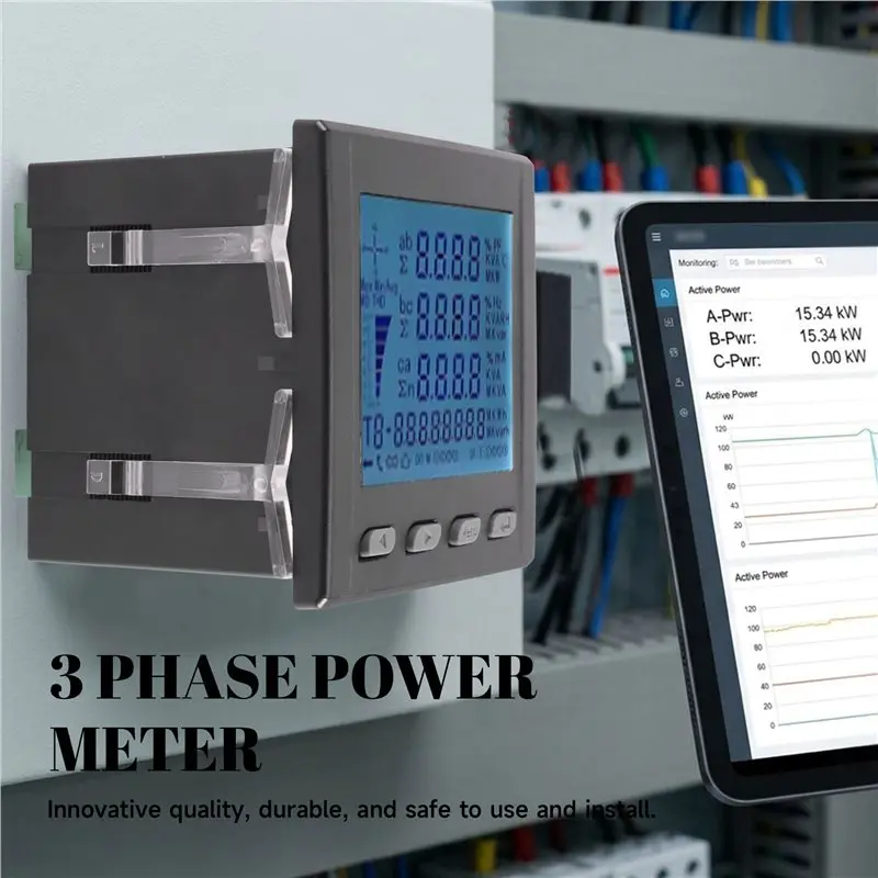 LICE-Short Case LCD Multifunction 3 Phase Power Meter Ampere Voltage Kwh Watt Var Power Factor Frequency Meter
