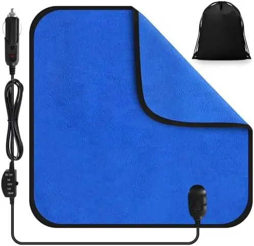 

Автомобильное одеяло с подогревом Tuanse 16"x16" 12V с регулировкой температуры и сумкой для хранения - Королевский синий