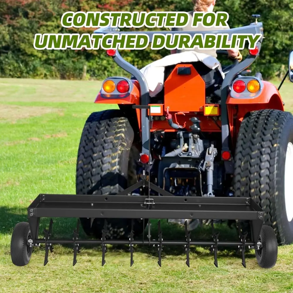 48 Heavy-Duty Galvanized Tow-Behind Spike Aerator for Lawns and Farms