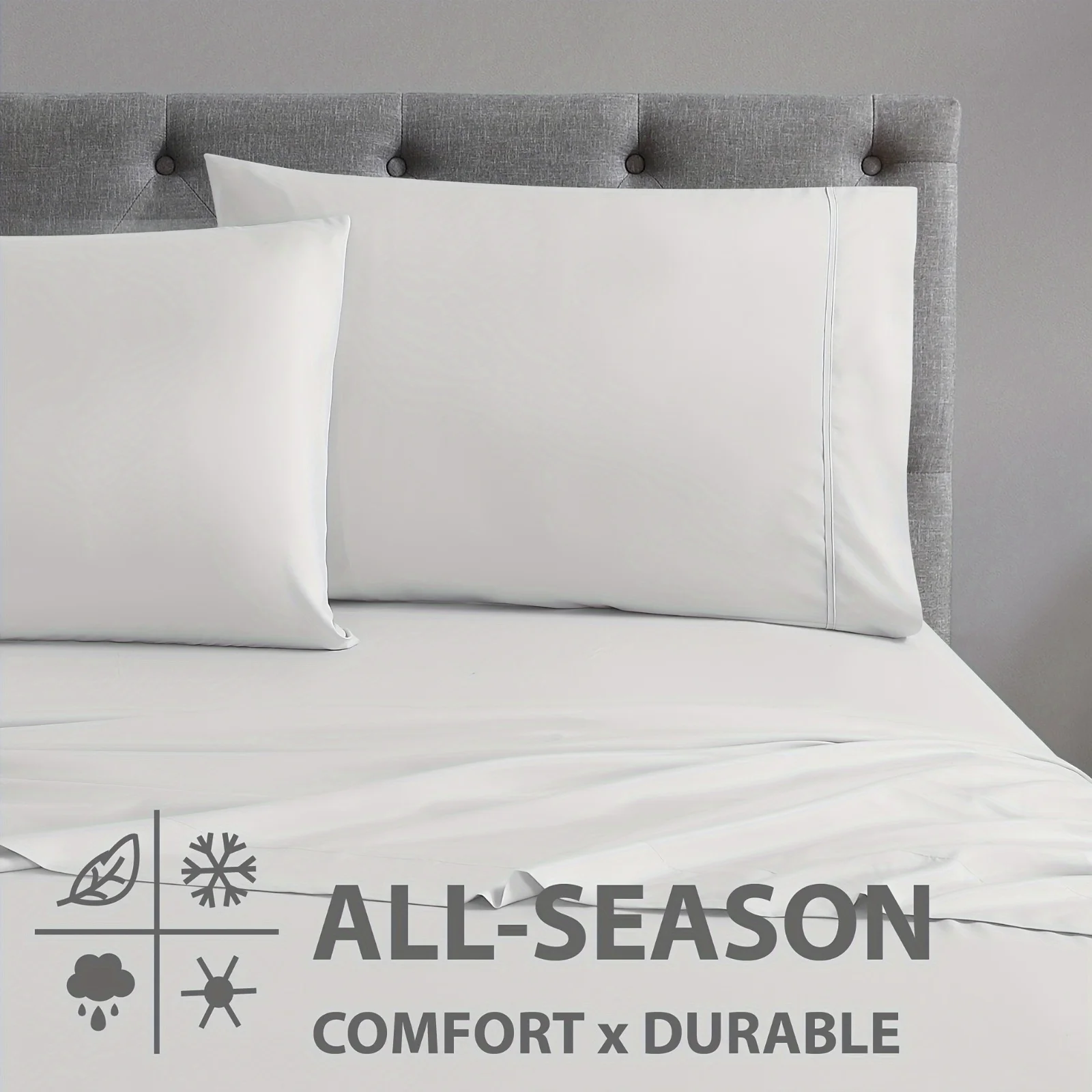 2 Pcs American Style Satin Pillowcases Solid Color Standard 20x26inch Pillow Covers for Home Bedding
