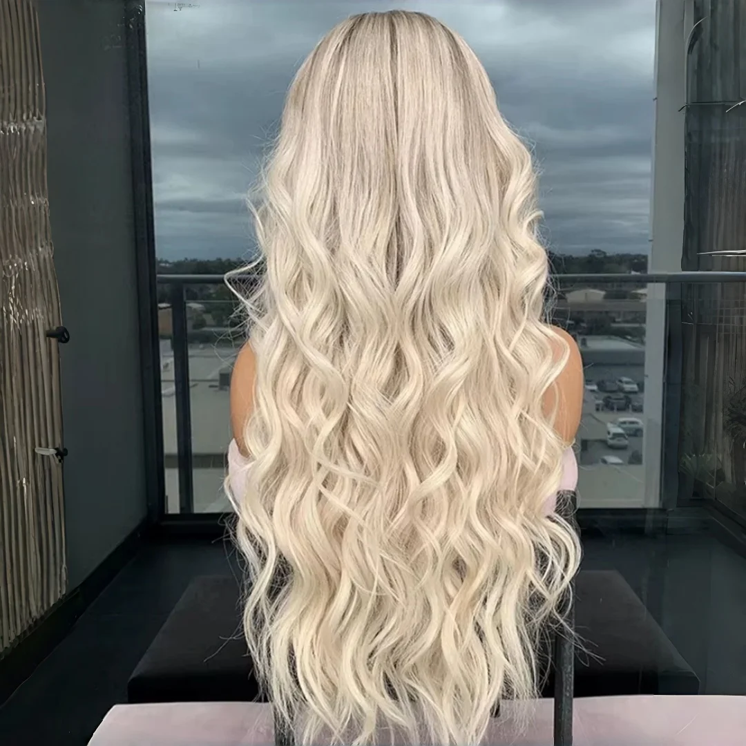 Ombre Blond 24Inch Wave Natural HD Lace Wig for Women Pre-Plucked Transparent Lace Frontal Versatile Hair Wig