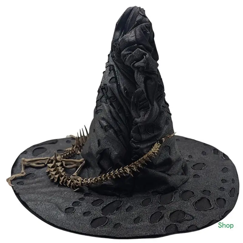 

Dropship Distressed Witch Hat Keel for Women Men Teenagers for Halloween Party Decorations Retro Conjurer Cosplay