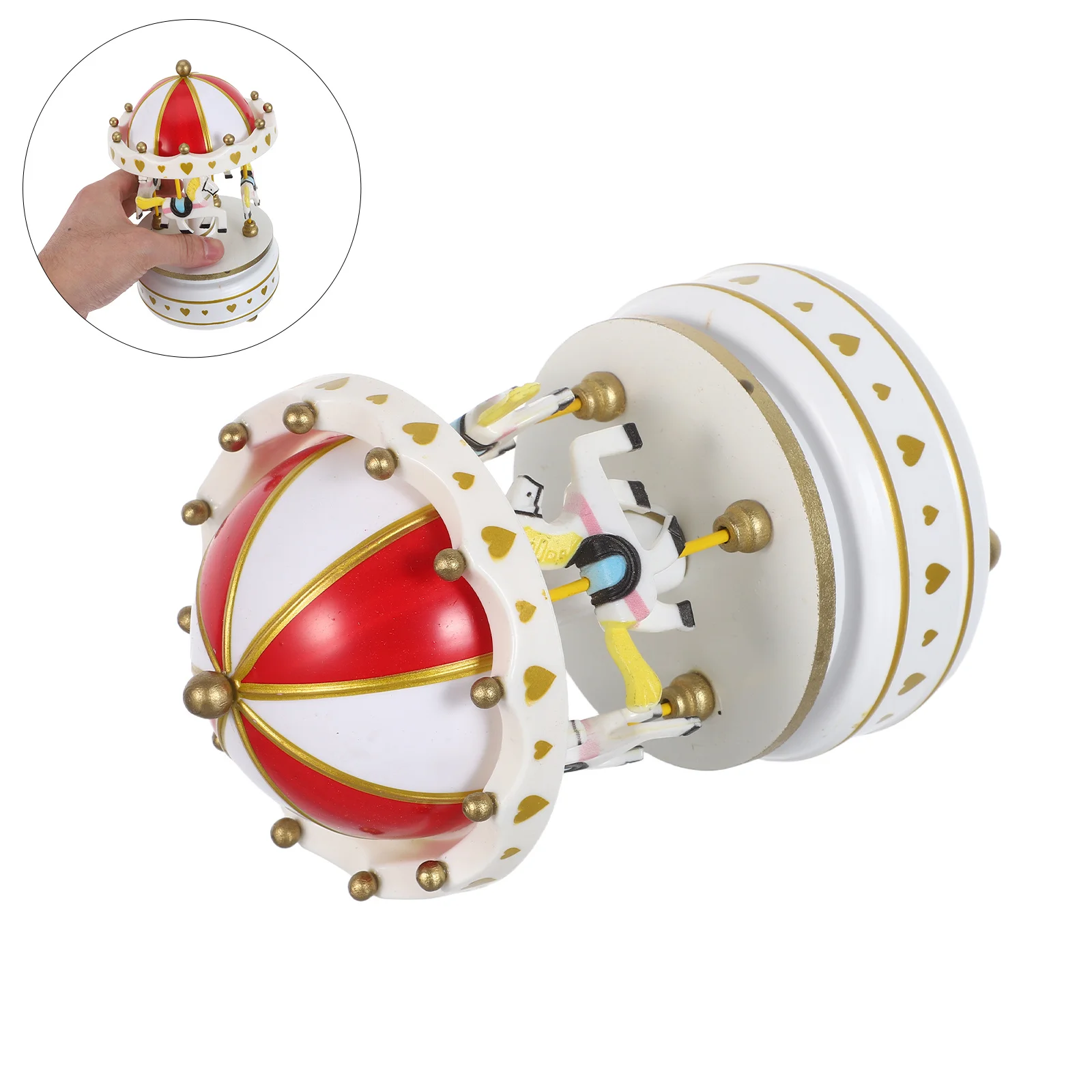 

Wind-Up Carousel Music Box Handcrafted Vintage Mechanical Rotating Movement Musical Christmas Ornament for Women Desktop