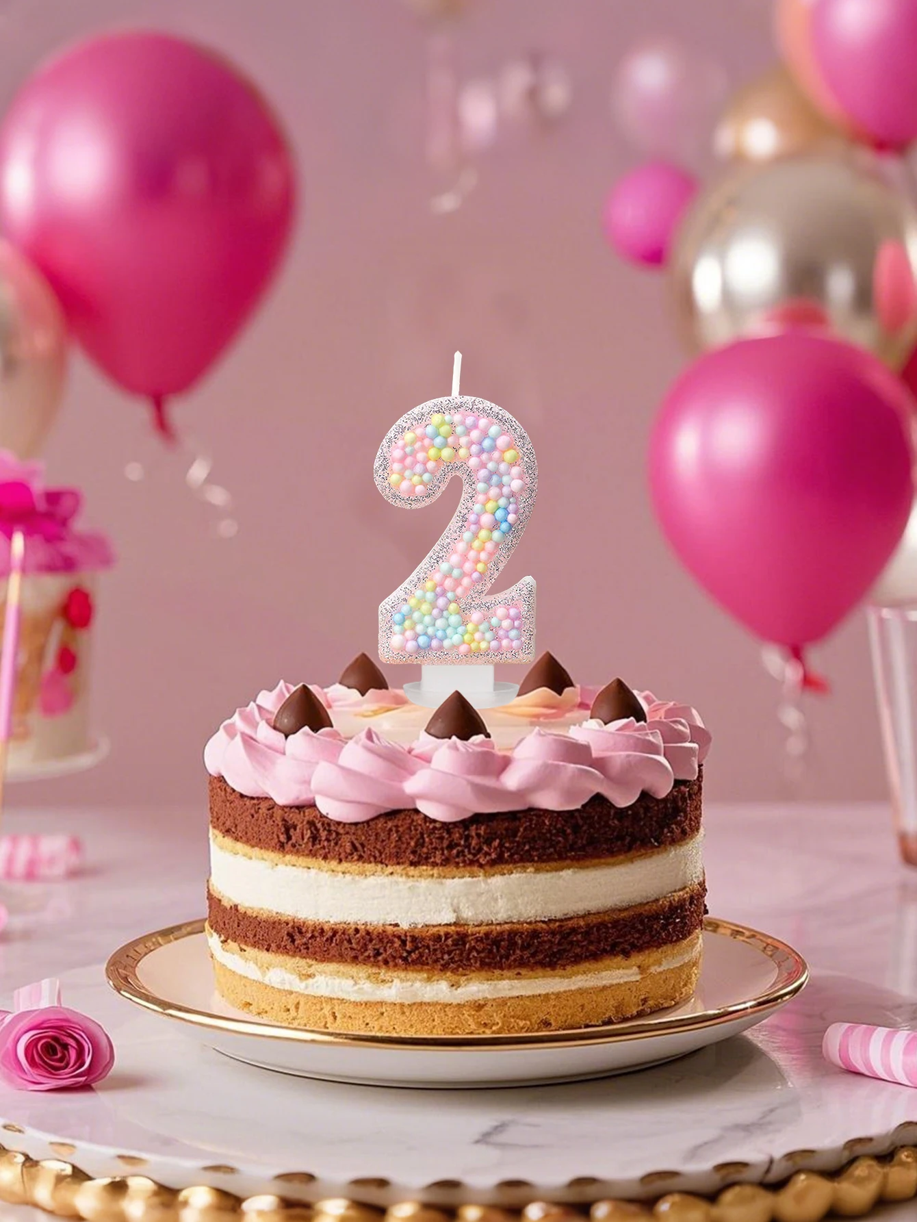 1 piece, a colorful digital macaron candle, cake decoration candle, 0-9 numbers, birthday candle, party decoration
