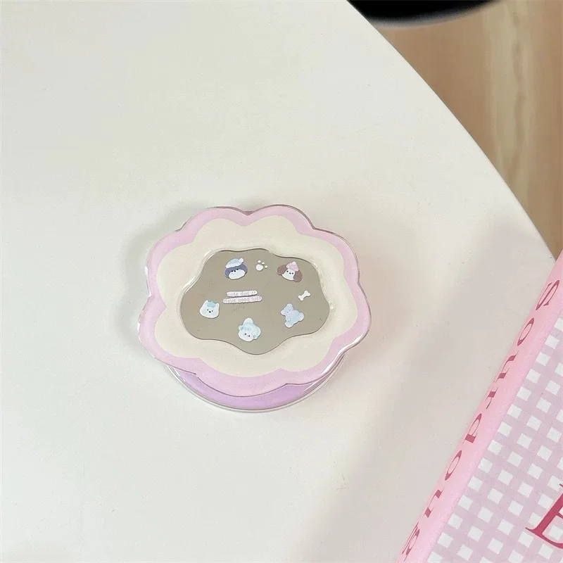 Support de téléphone télescopique Kawaii Ins Mirror Pop Socket Cartoon 360 ° Support de téléphone universel rotatif antidérapant GripTok