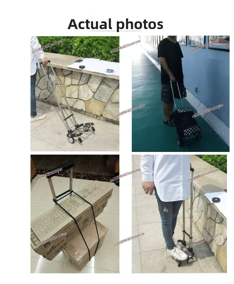 Fully Foldable Portable Stainless Steel Hand Trolley Pull Rod Handheld Luggage Cart For Warehouse Shopping Travel