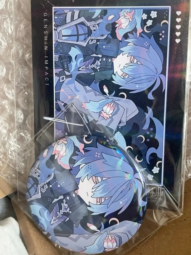 Anime Genshin Impact Flins 58MM Fans Works Silver Glitter Pin Badge Cosplay Accessories for Clothes Backpack Decor Brooch Bag