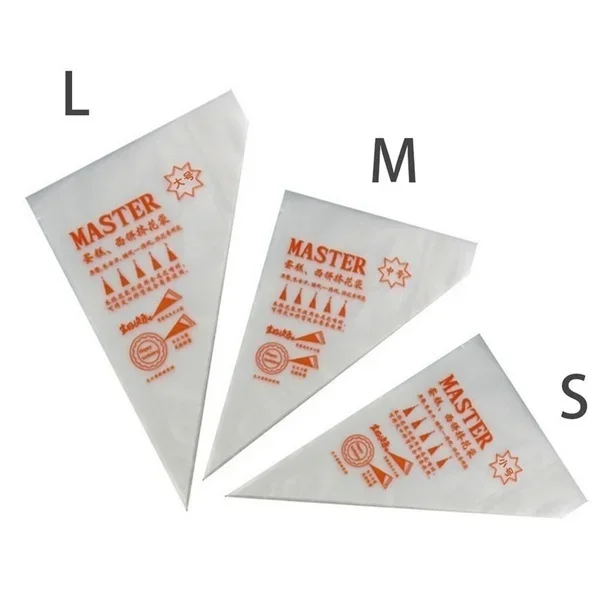 100PCS Disposable Piping Bag Icing Fondant Cake Cream Squeeze Cream Bag Tip Nozzle Bags Cake Tools Dessert Decorators Pastry